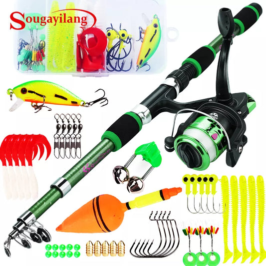 Sougayilang Telescopic Fishing Rod & Reel Combo: 1.8M Spinning Rod with 5.2:1 3BB Reel, 5kg Max Drag – Complete Fishing Kit!