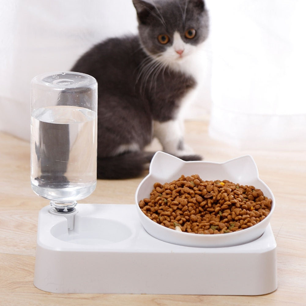 15-Degree Tilt Pet Cat Bowl: Safeguard Your Cat's Cervical Vertebrae with an Automatic Drinking Feeder