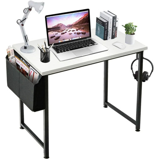 Small White Computer Desk: 31-Inch Modern Writing Table for Home Office and Small Spaces, Ideal for Student Study and Laptop Use