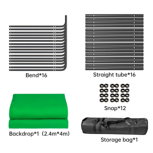 📸 SH 2.4x4M Photography Background Stand with Green Screen – Studio-Grade Backdrop Support Kit