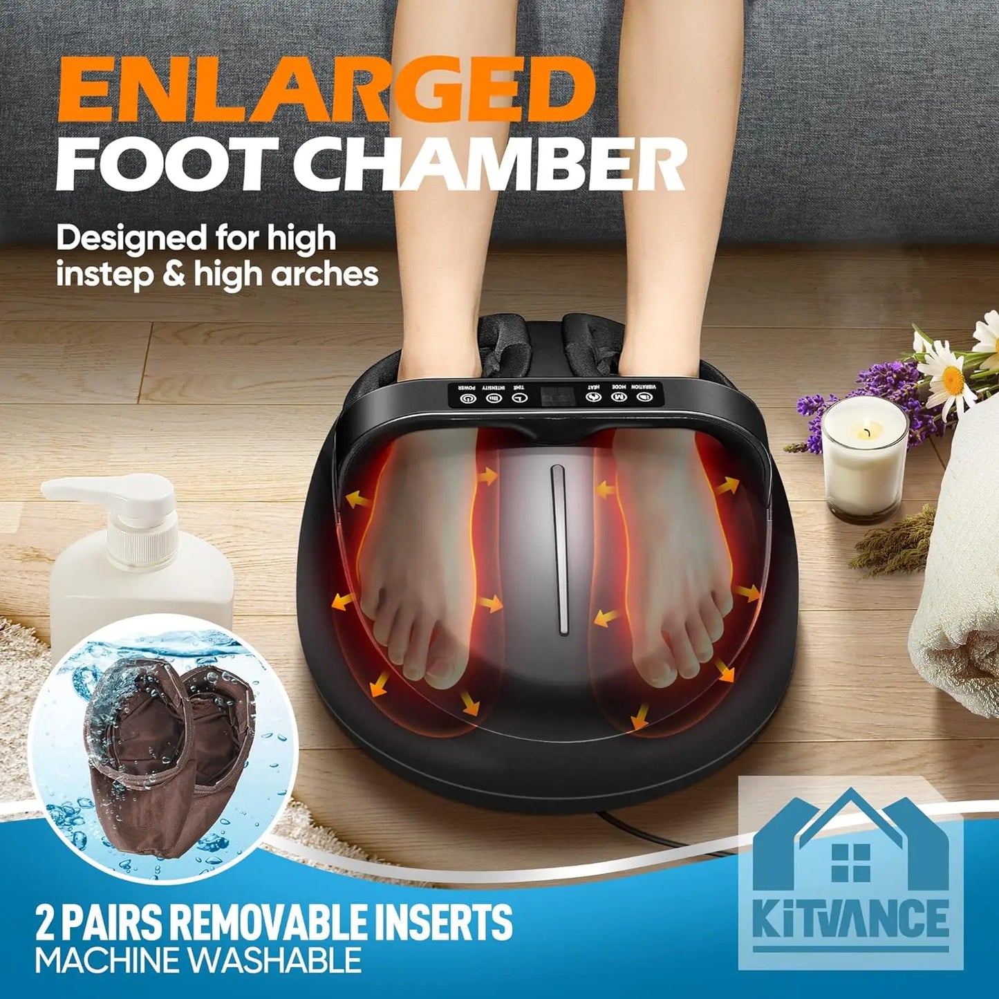 Electric Foot Massager: Heating Therapy, Hot Compression, Shiatsu Kneading Roller for Muscle Relaxation and Pain Relief