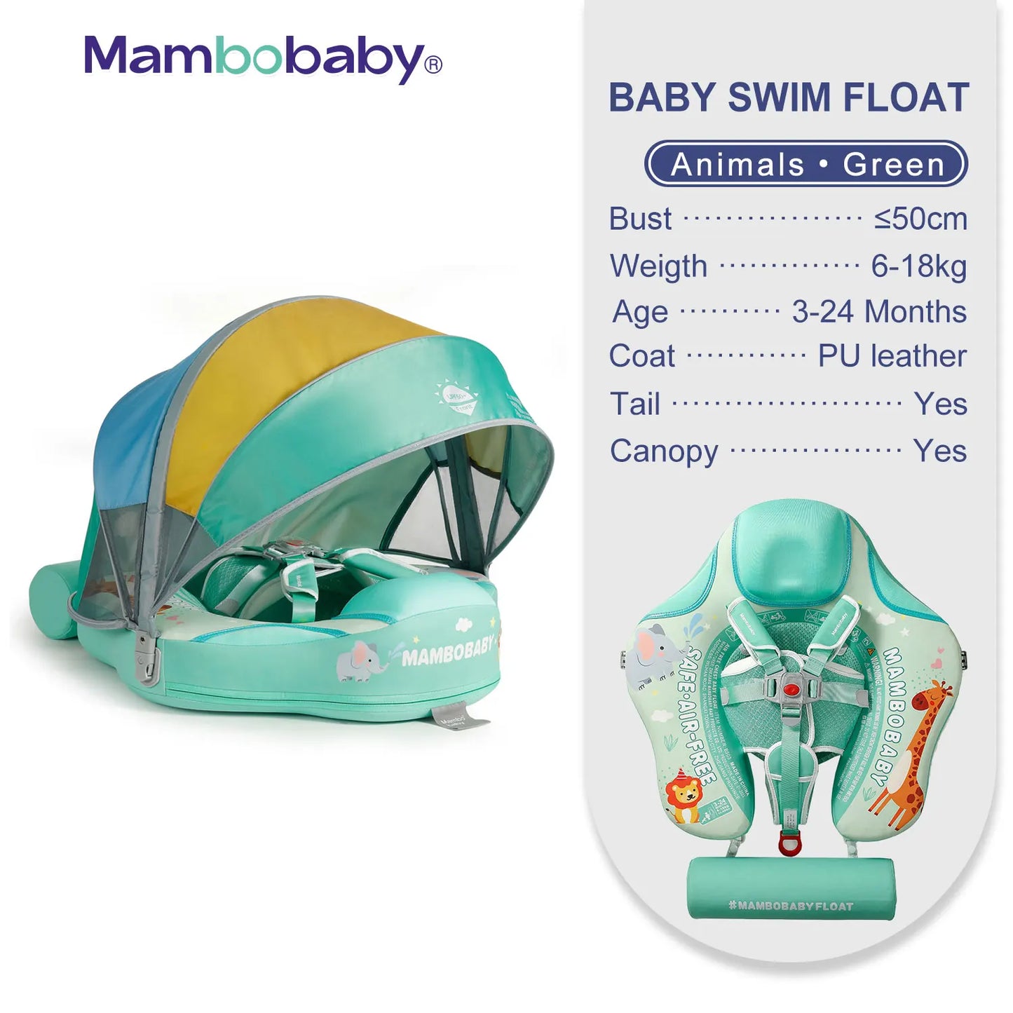 2024 Mambobaby Animal Float – Non-Inflatable Solid Baby Swim Trainer Ring for Infant Pool Safety & Water Fun