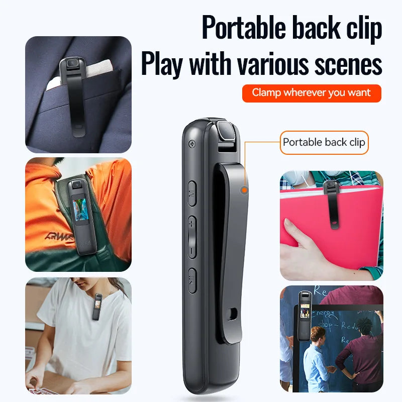 256GB Night Vision Mini Camera with Clip – 1080P HD Video + MP3 Audio Recorder + Intelligent Noise Reduction