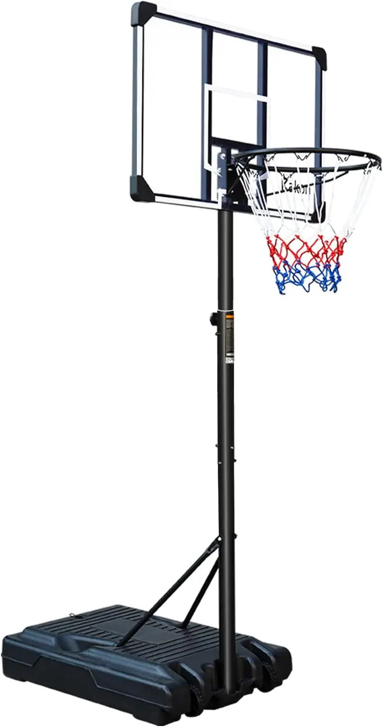 Adjustable Portable Basketball Hoop: Height 6.2-8.5ft, Transparent Backboard & Wheels – Perfect for Any Court!