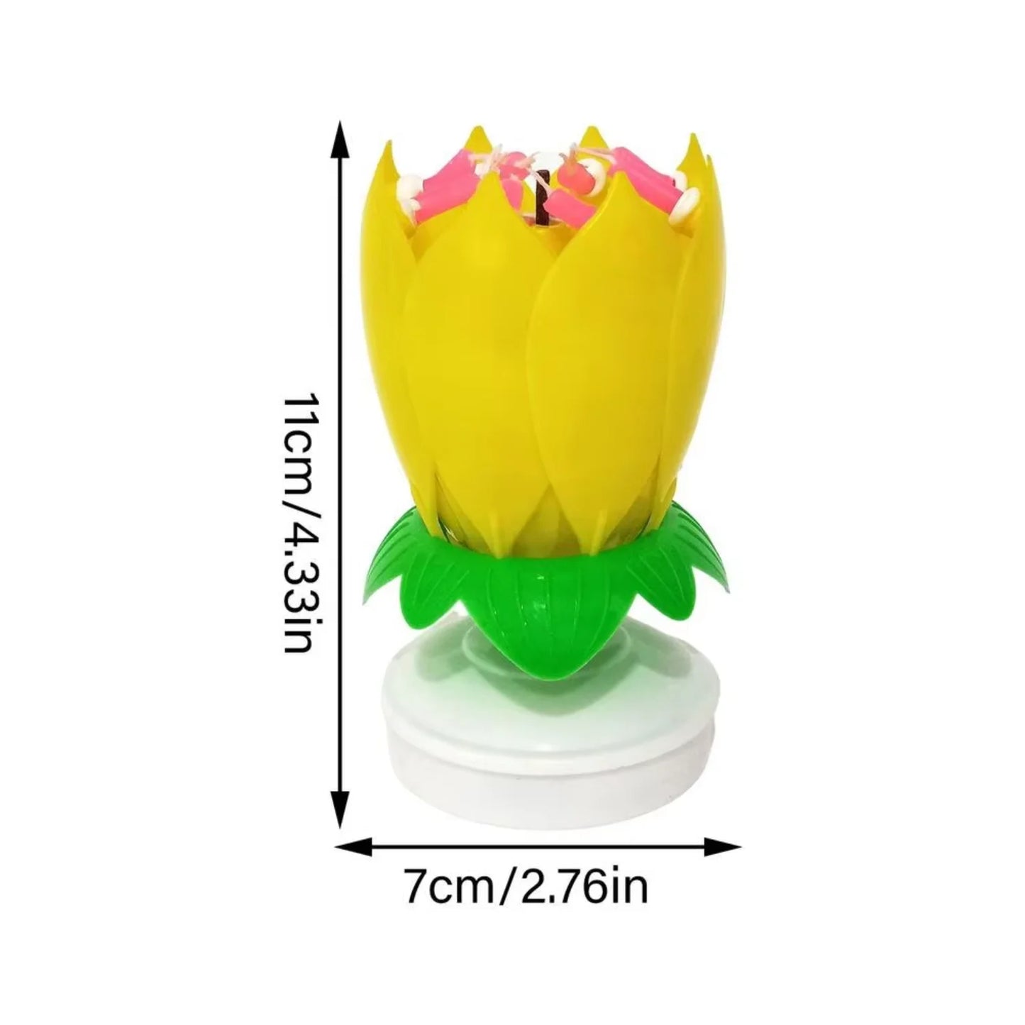 Rotating Lotus Music Candle – Artificial Blossom Candle for Birthday Cake Decoration with Flat Bottom Design