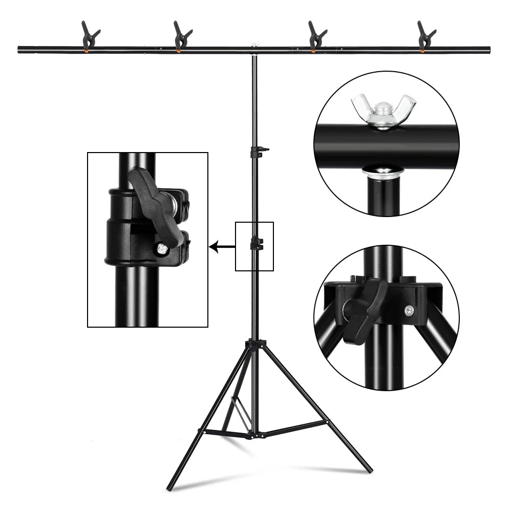 Photography T-Shape Backdrop Support System Kit – Frame for Video Chroma Key Green Screen with Adjustable Stand