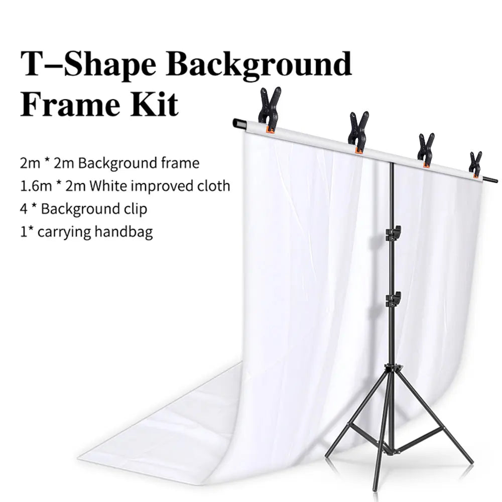 Photography T-Shape Backdrop Support System Kit – Frame for Video Chroma Key Green Screen with Adjustable Stand