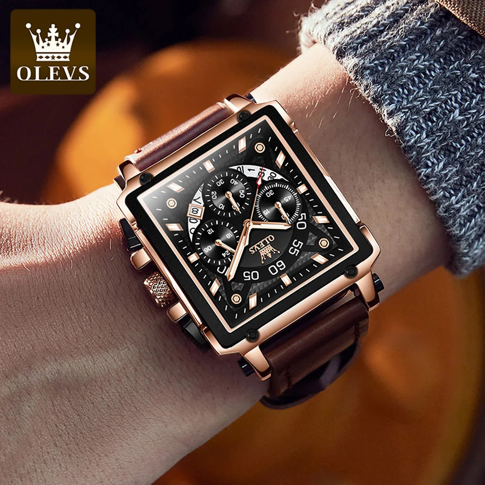 Luxury Men's Waterproof Square Watch: Luminous Quartz Wristwatch with Top Brand Elegance and Fashion