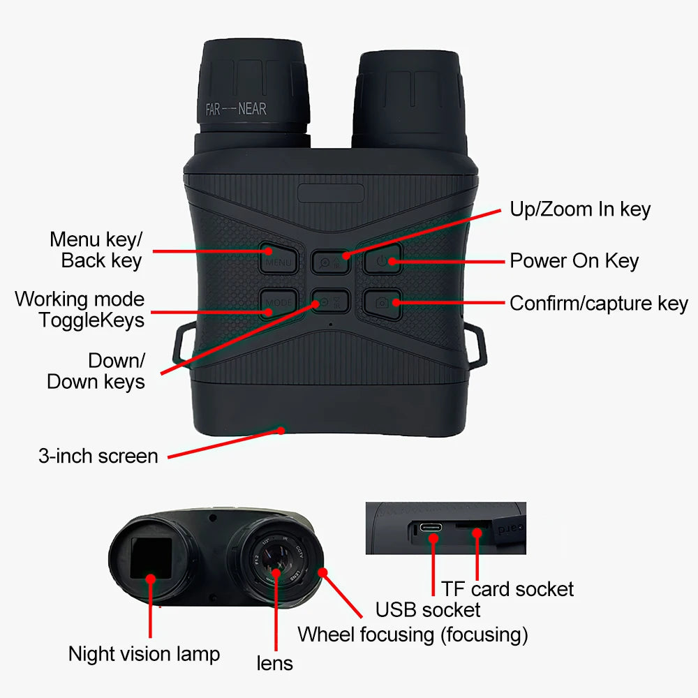 Infrared Night Vision Binoculars: 4K HD, 5X Digital Zoom, 42MP Photo/Video, Day/Night Dual Use - Perfect for Hunting and Surveillance