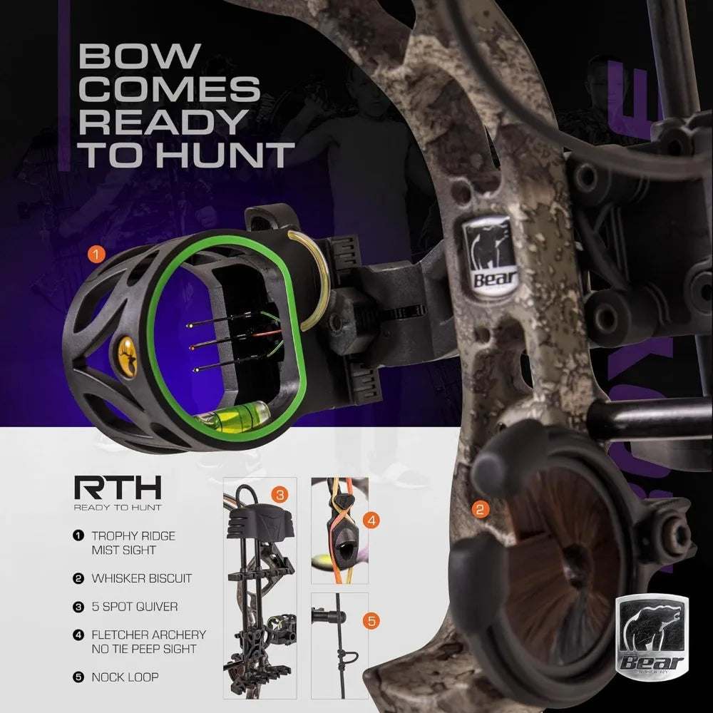 Royale Ready-to-Hunt Compound Bow Package: Adjustable 12”-27” Draw Length, 5-50 Lbs Draw Weight, Up to 290 FPS – Perfect for Adults & Youth