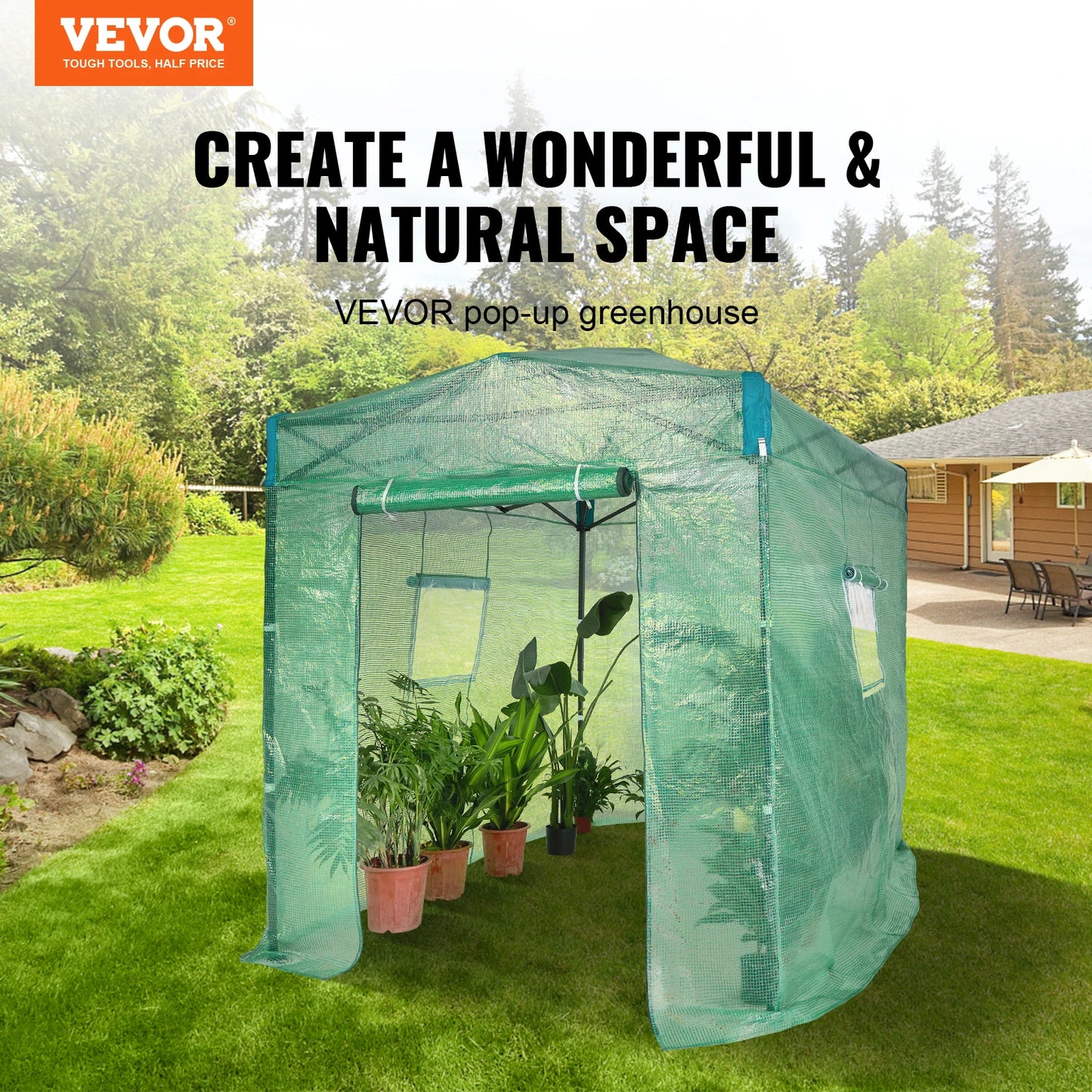 VEVOR Pop-Up Greenhouse: High-Strength PE Cover for Outdoor Garden Planting and Storage