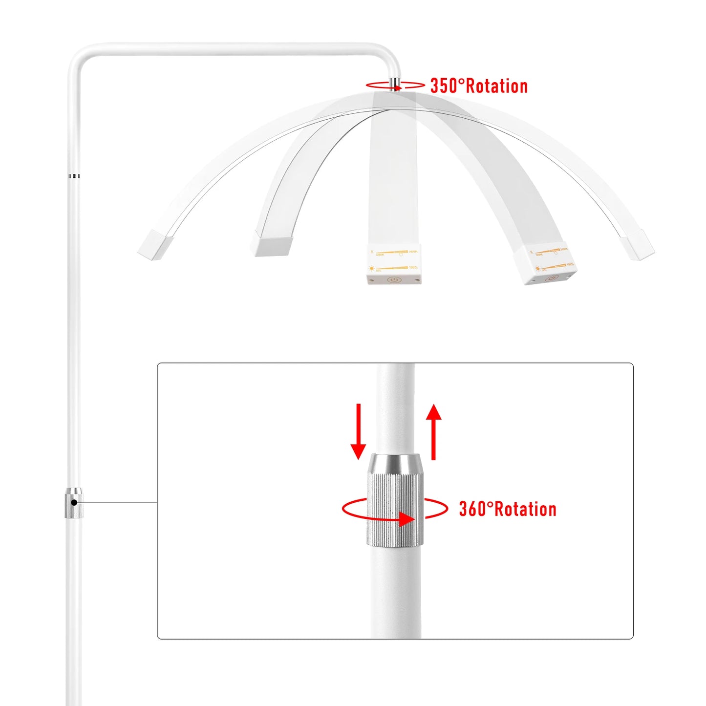 FOSOTO 45W LED Half-Moon Ring Light: Perfect for Photography, Beauty Salons, Tattoos, Lashes, & Nails – Includes Phone Clip!