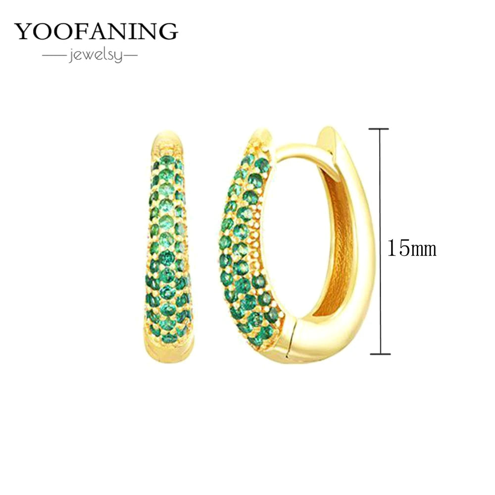 925 Sterling Silver Women's Earrings – Heart-Shaped Green Zircon Flower with Geometric Luxury Design