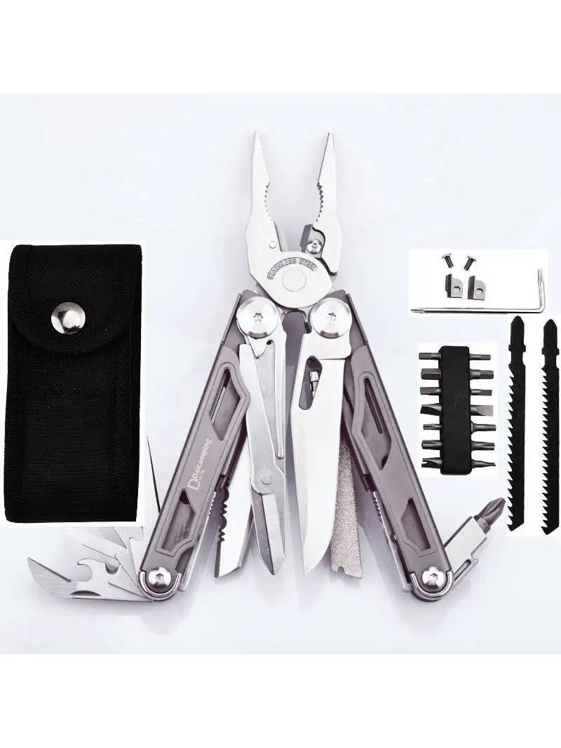 DL30 Multi-Tool Folding Pliers Set – 13-in-1 EDC Survival Gear with Knife, Scissors, Screwdrivers & More
