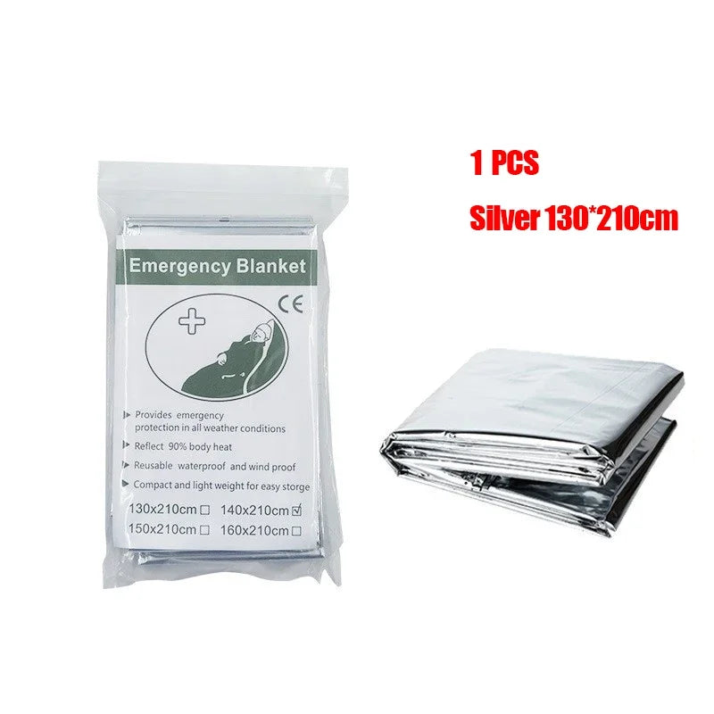 Emergency Thermal Poncho Blanket – Lightweight, Water-Resistant, Windproof Sunshade, Reusable First Aid Mat for Camping