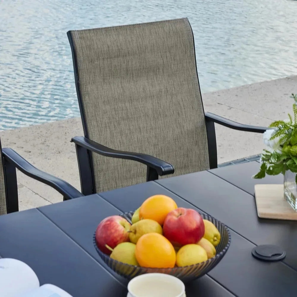 6-Piece Outdoor Patio Dining Set – Swivel Chairs & Rectangular Table with Built-In Storage Shelf