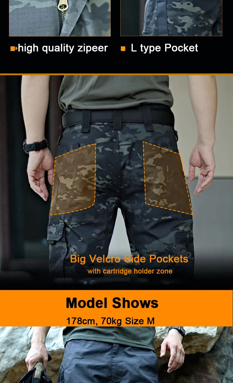 Premium Tactical Cargo Pants: Waterproof Ripstop Military-Style Men's Combat Training Trousers with Multi-Pocket Design