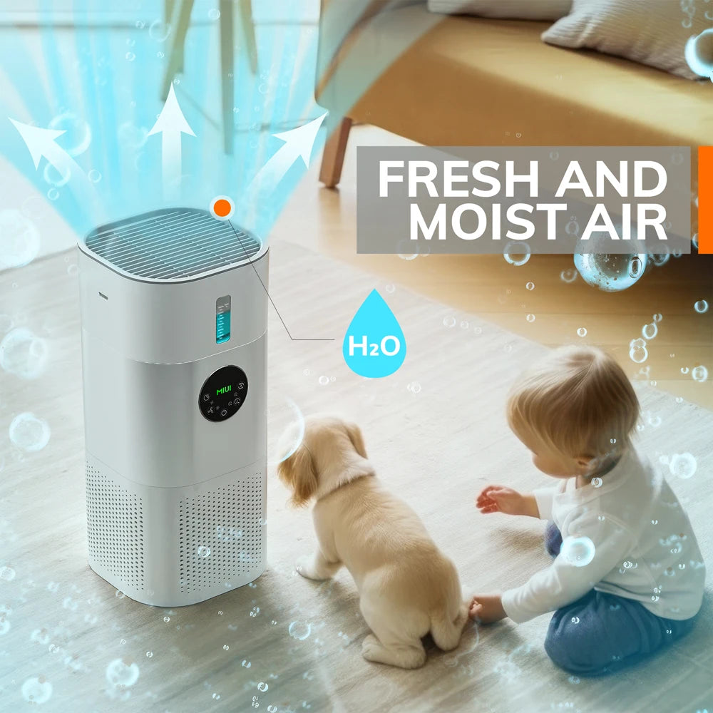 2-in-1 Air Purifier and Humidifier Combo – H13 True HEPA Filter for Home, Perfect for Allergies, Pet Hair, and Smokers in the Bedroom!