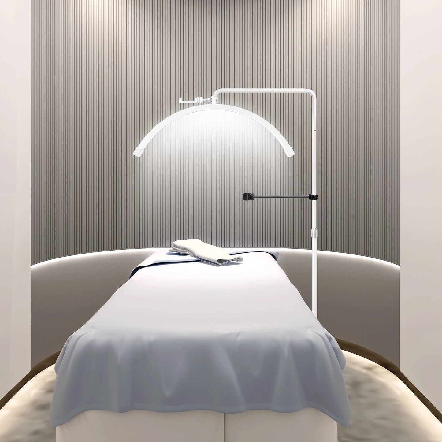 FOSOTO 45W LED Half-Moon Ring Light: Perfect for Photography, Beauty Salons, Tattoos, Lashes, & Nails – Includes Phone Clip!