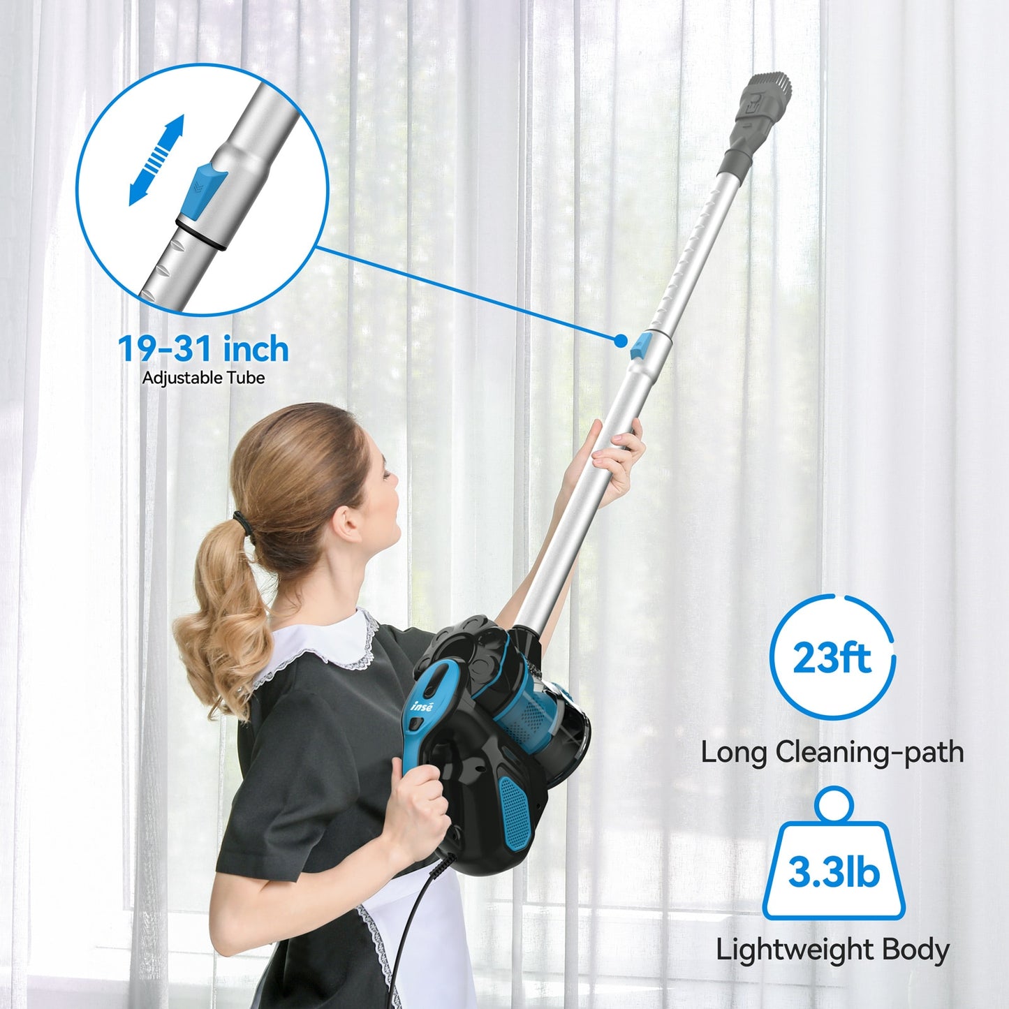 Experience Exceptional Cleaning Performance with the INSE I5 Corded Vacuum Cleaner - 18Kpa Powerful Suction, 600W Motor, Perfect for Home, Pet Hair, and Hard Floors