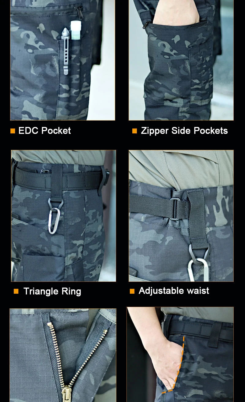 Premium Tactical Cargo Pants: Waterproof Ripstop Military-Style Men's Combat Training Trousers with Multi-Pocket Design