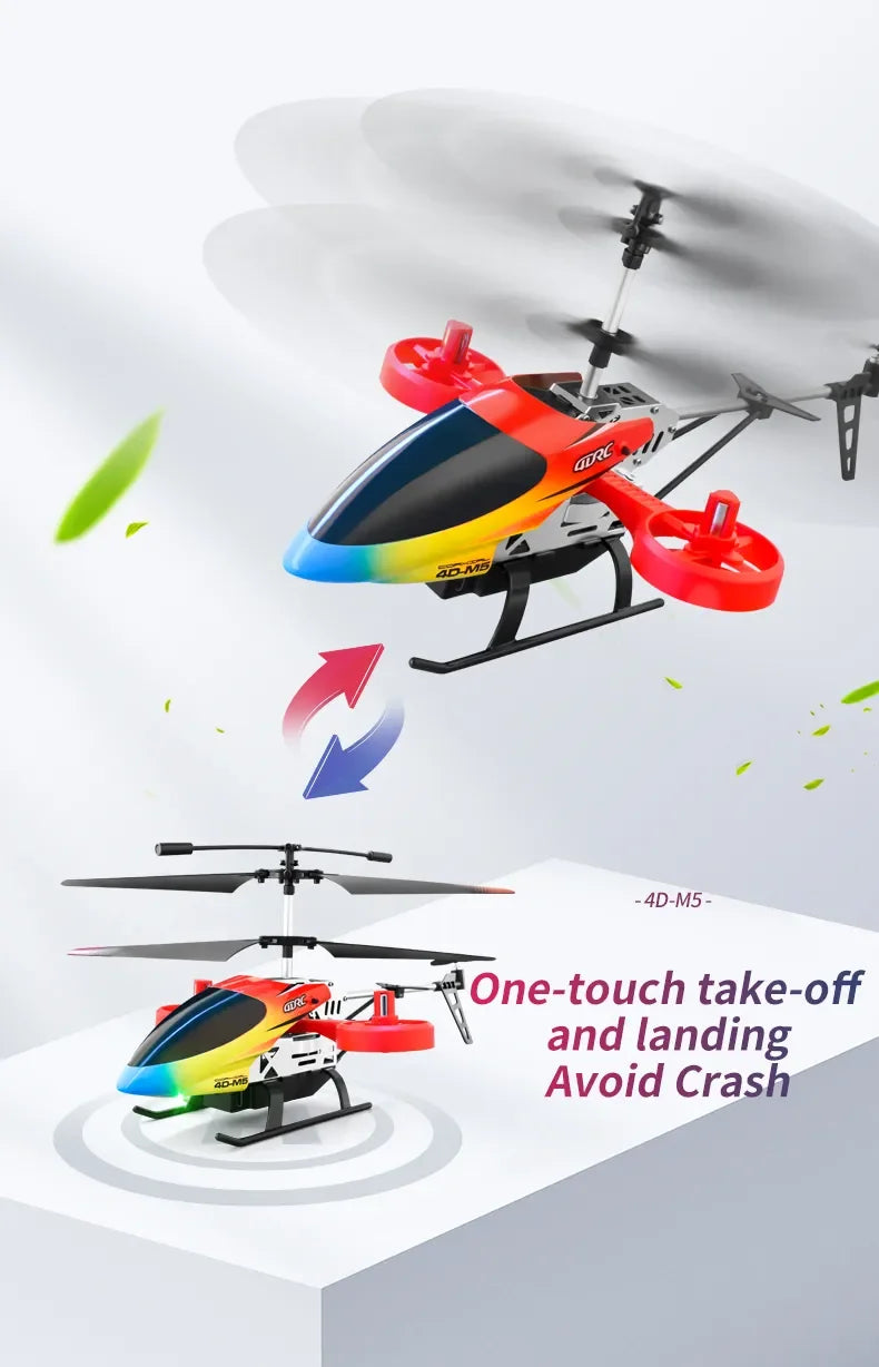 Enhanced M5 Remote Control Helicopter: Altitude Hold, 3.5 Channels, Gyro, LED Lights - Durable Airplane Drone Toy Gift