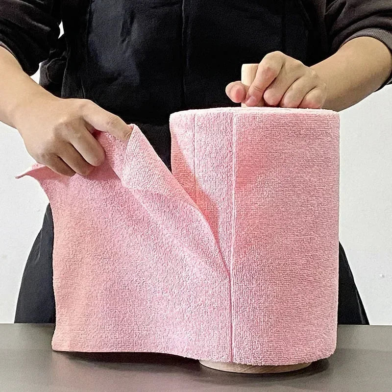 Reusable Microfiber Cleaning Cloth Roll – 20-Sheet Washable Kitchen Towels for Dishes & Household Use