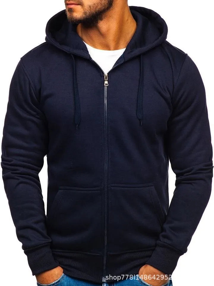 Stay Stylish this Autumn: Men's Slim Fit European Cardigan with Zipper