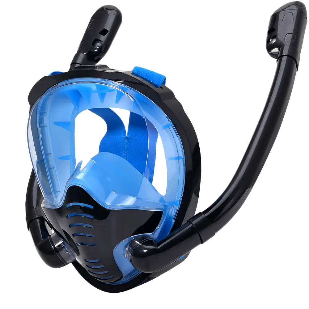 Enhanced Snorkeling Experience: 180° Panoramic View Full Face Snorkel Mask with Silicone Dry Top, Dual Snorkels, Anti-Fog, and Anti-Leak Technology