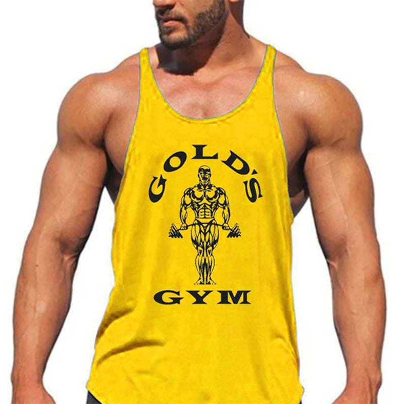 Men's Summer Print Y-Back Tank Top - Stylish Sleeveless Gym Shirt for Workout & Bodybuilding