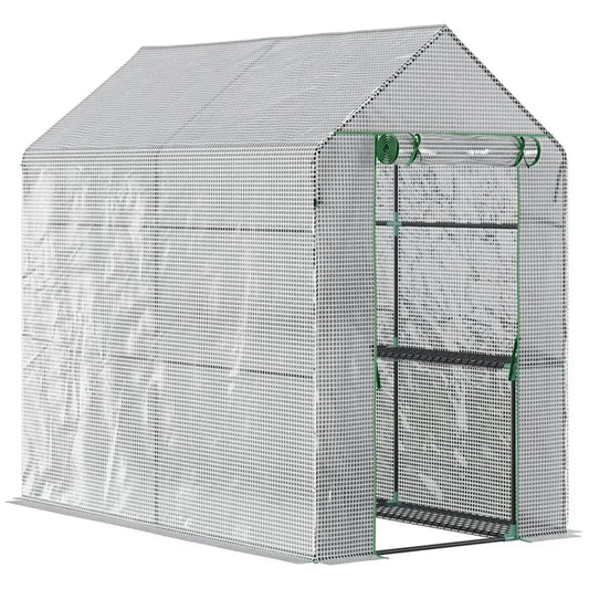 Spacious Walk-In Greenhouse with Roll-Up Door for All-Season Plant Protection
