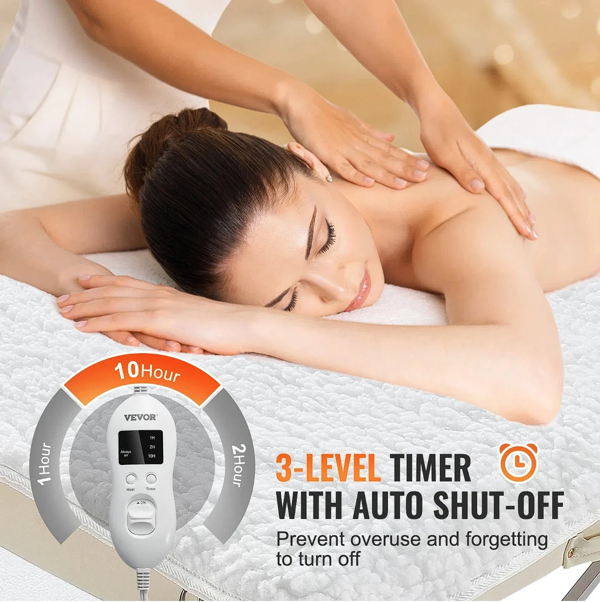 Massage Table Heating Pad – 1" Thick Fleece Warmer with Adjustable Heat & Timer Control