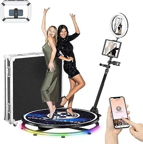 360° Photo Booth Machine with Flight Case & Battery – Slow Motion Party Cam Booth with Custom Deluxe Setup