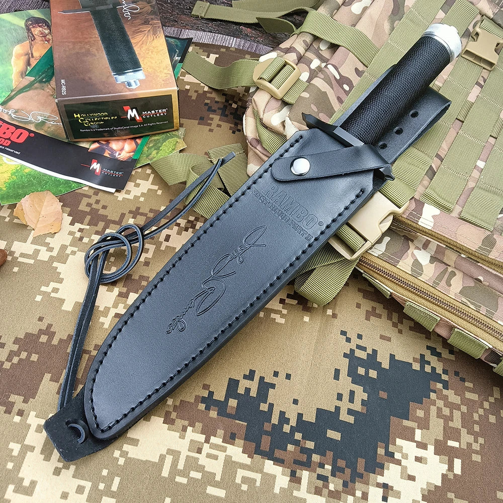 RAMBO II 9Cr18Mov Blade Camping Knife, Multifunctional Straight Pocket Knife, High Hardness Blade, Wilderness Tactical Knives