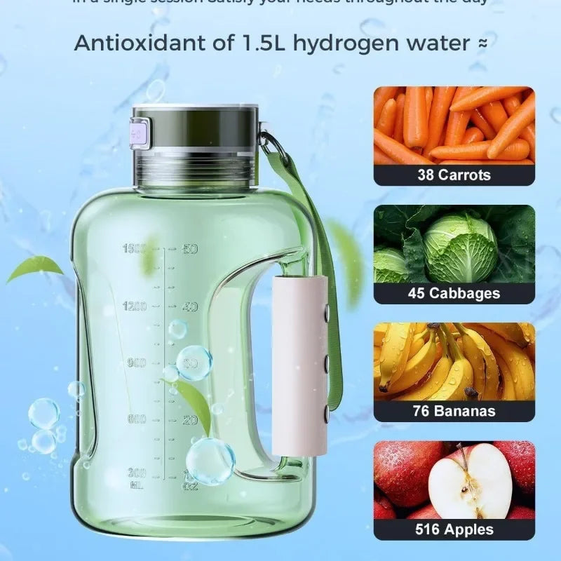 Hydrogen Water Bottle 1.5L – Portable Hydrogen-Rich Water Generator for Sports | Molecular Hydrogen Boost