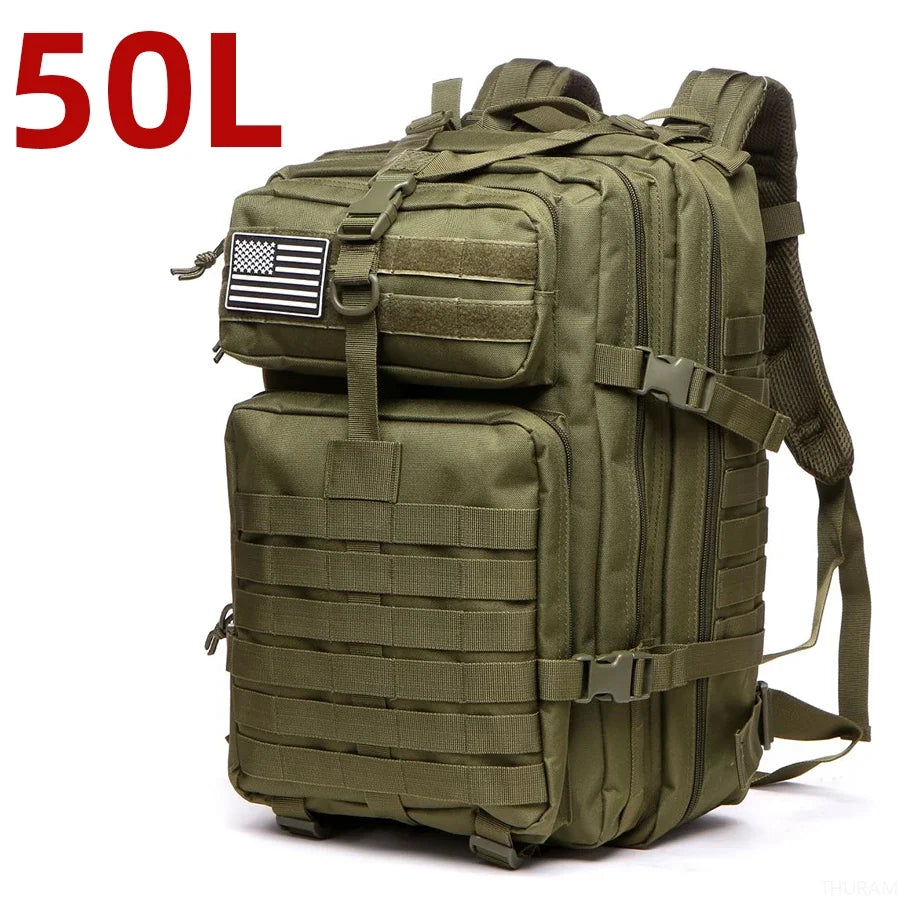 Outdoor-Ready Gear: 25L/50L Tactical Backpack for Camping, Hiking, & Sports