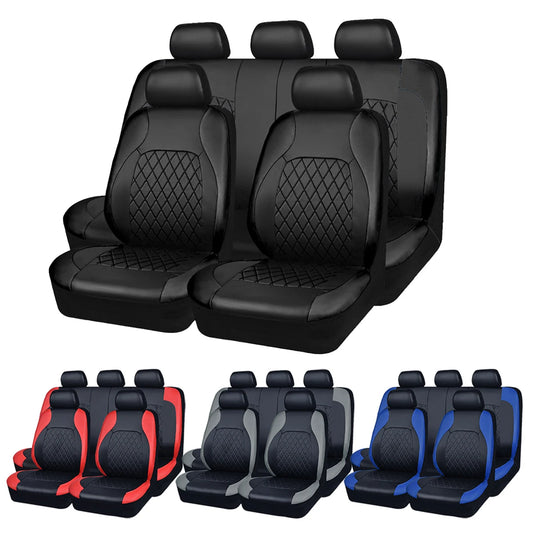 All-Season Quilted PU Leather Car Seat Covers – Full Coverage Waterproof Seat Protectors for Sedans, SUVs, and Trucks
