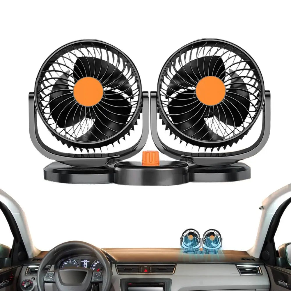 Dual Head USB Car Fan | Adjustable Strong Wind Electric Dashboard Cooling Air Circulator for Ultimate Comfort