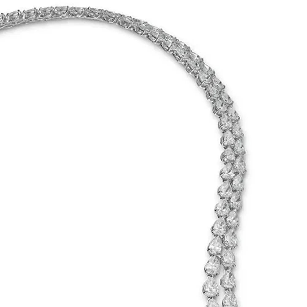 Stonefans Double-Layer Zircon Drop Necklace – Elegant Vintage-Inspired Water Drop Choker for Women