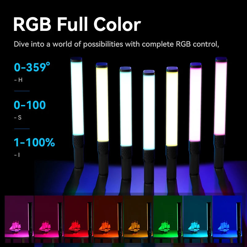 VL360 RGB Handheld Light Wand: 38W LED Light Stick with Dimmable 2500K-10000K, 20 Effects, Ideal for Photography and Fill Lighting