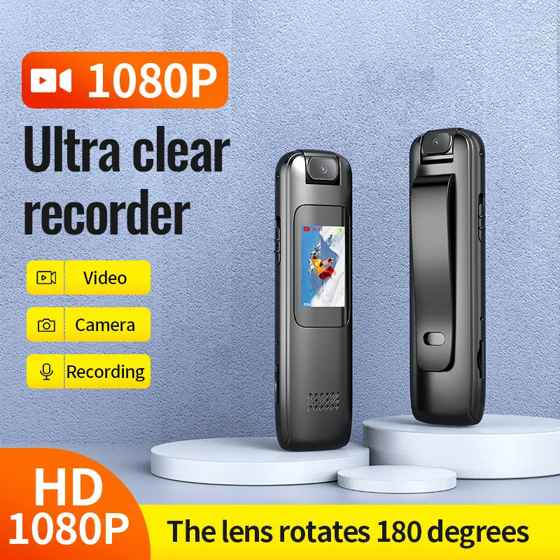 256GB Night Vision Mini Camera with Clip – 1080P HD Video + MP3 Audio Recorder + Intelligent Noise Reduction