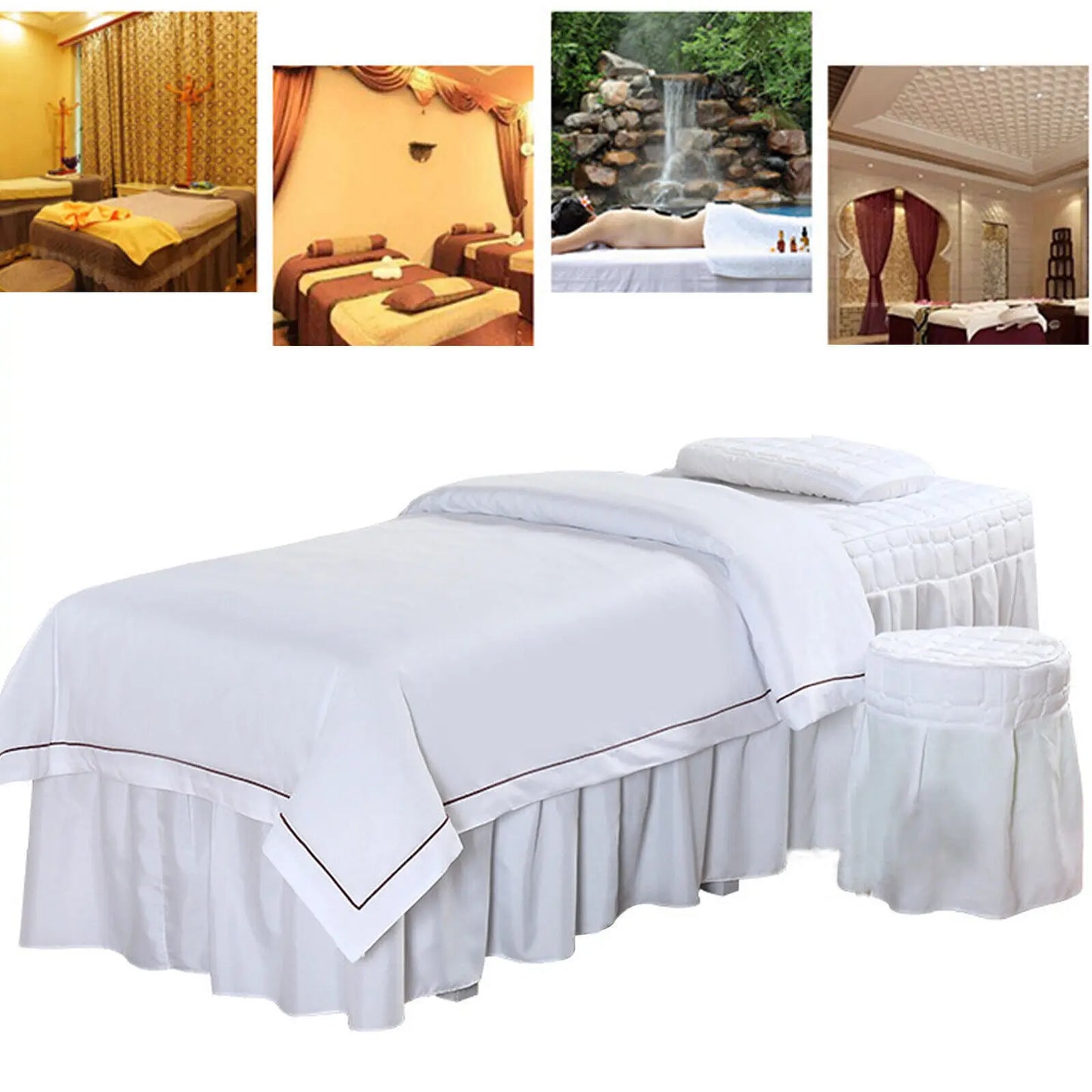 Full-Cover Beauty Massage Bed Sheet & Skirt Set – Spa-Quality Bedspread for Complete Coverage