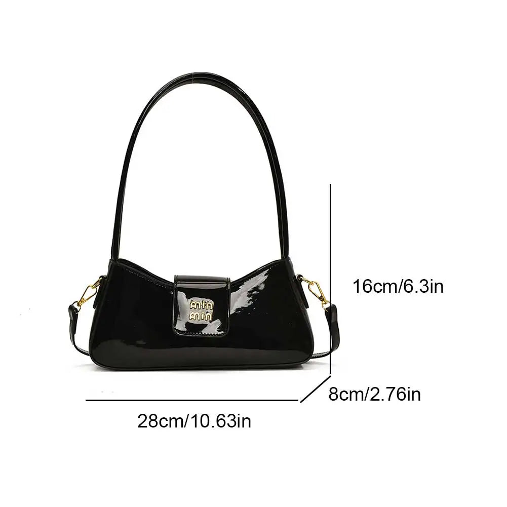 2025 Light Luxury Patent Leather Ladies Shoulder Bag – High-End PU Tote, Underarm Handbag & Crossbody Purse