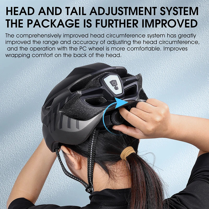 WEST BIKING Unisex Cycling Helmet with Taillight, Goggles, and Sun Visor – Safety Helmet for MTB, Road Bikes, and Motorcycles