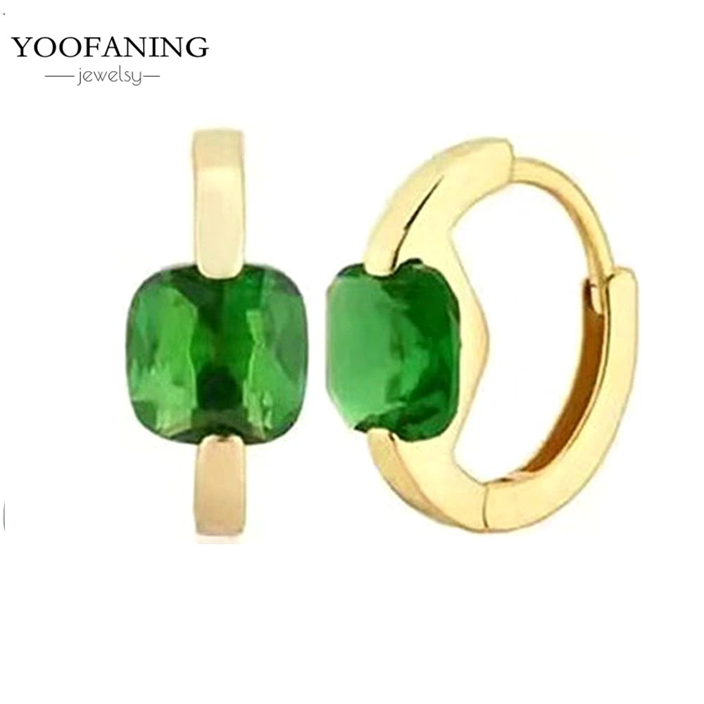 925 Sterling Silver Women's Earrings – Heart-Shaped Green Zircon Flower with Geometric Luxury Design