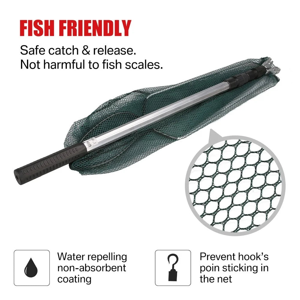 Telescopic Folding Fishing Landing Net - 190CM Aluminum Pole, Collapsible with Long Handle for Bird, Fish, and Aquarium Ponds