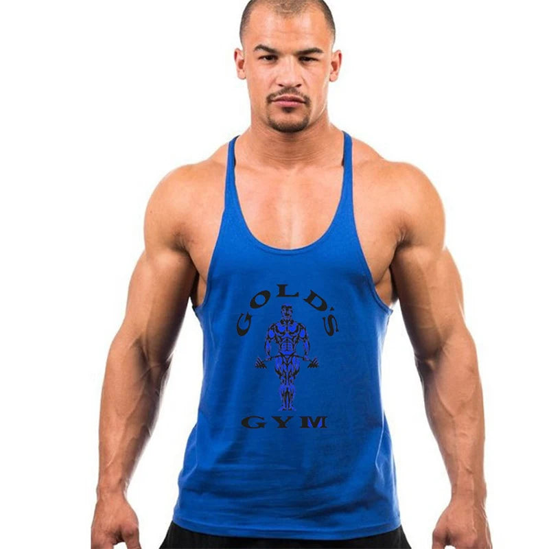 Men's Summer Print Y-Back Tank Top - Stylish Sleeveless Gym Shirt for Workout & Bodybuilding