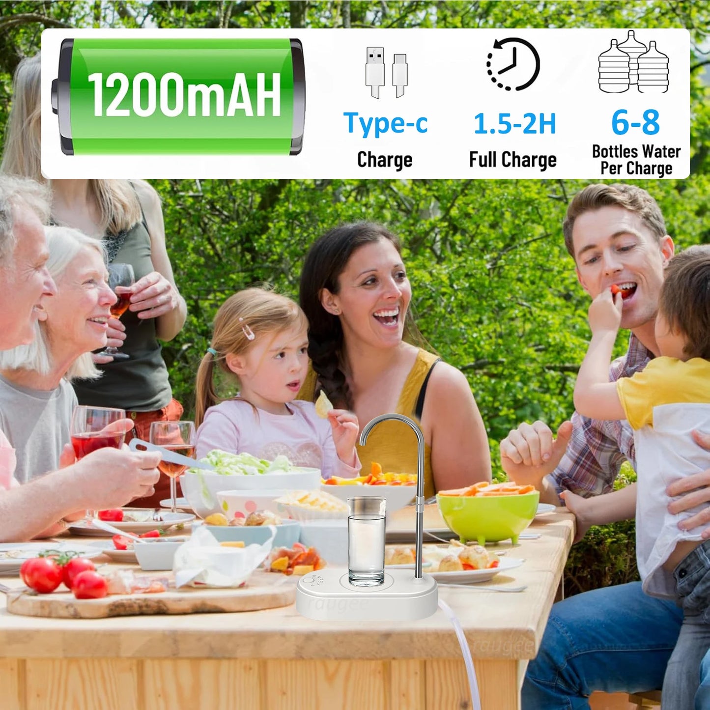 Electric Drinking Water Pump – Automatic Water Dispenser for Gallon Bottles, Portable USB Rechargeable