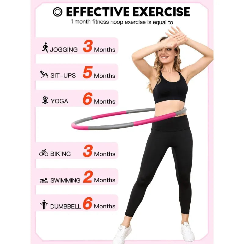 🔥 Weighted Exercise Hoop for Adults – 2.2lb Detachable Fitness Hoop Set with Jump Rope, Tape Measure & Carry Bag | Adjustable for Home or Travel Workouts
