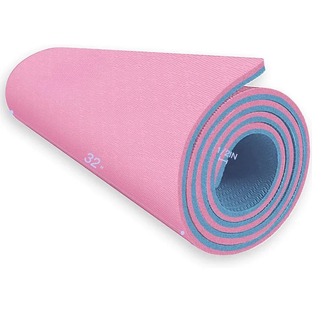 Extra Thick TPE Yoga Mat – 72"x 32" with 1/2 Inch Thickness, High Density Anti-Tear Design for Home Gym and Yoga Practice